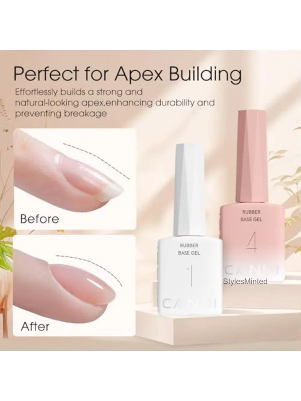 Rubber Base Gel Nail Polish Set - 6 Bottles, 9ml Each, Soak Off LED DIY
